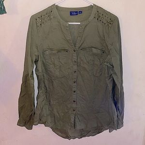 Indigo studded button down shirt